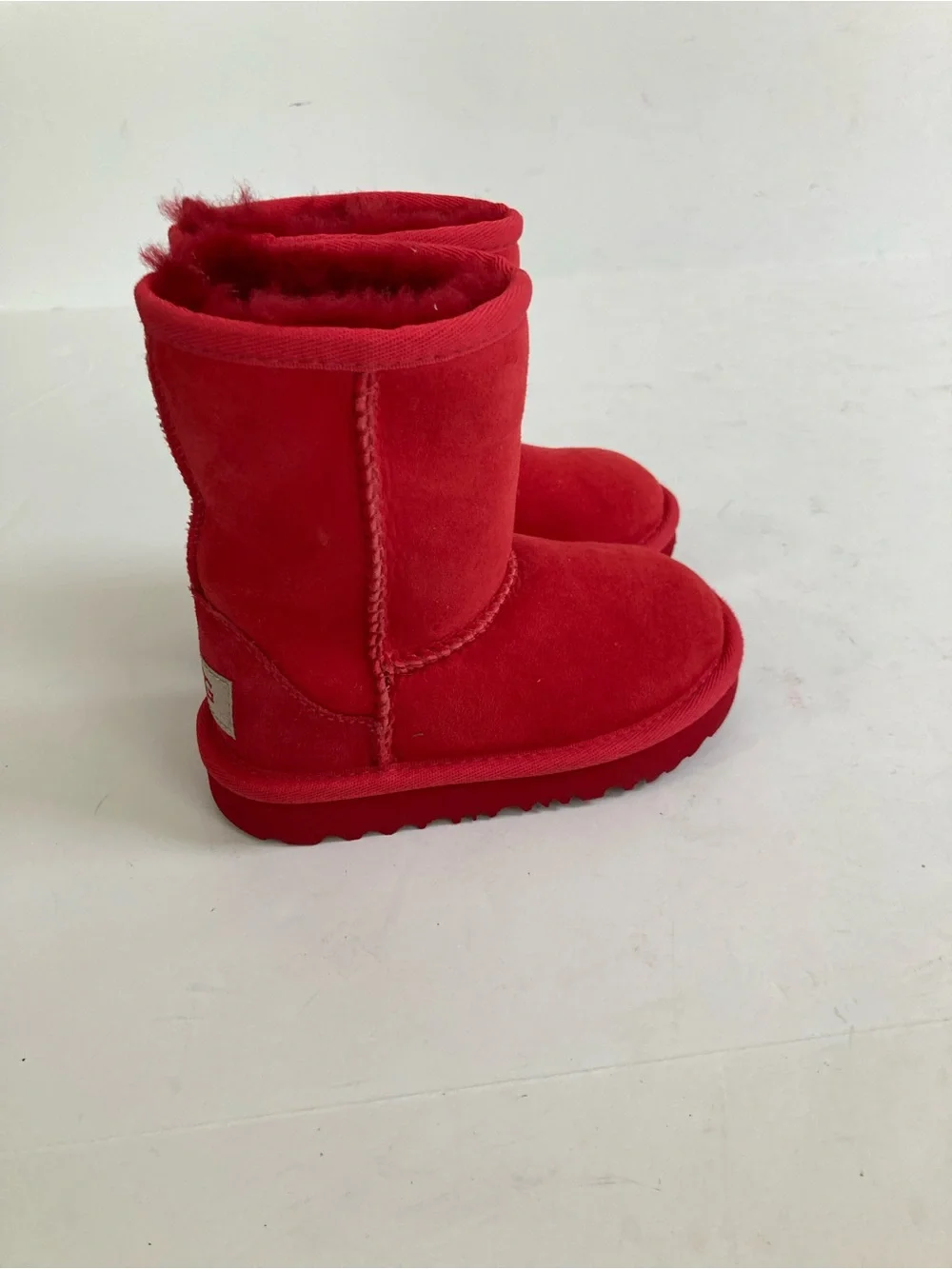 UGG Classic Short Sherling Fur Winter Red Boots 7 Toddler Leather